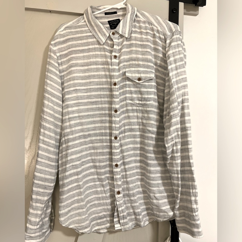 Lucky Brand Striped Linen Button Down